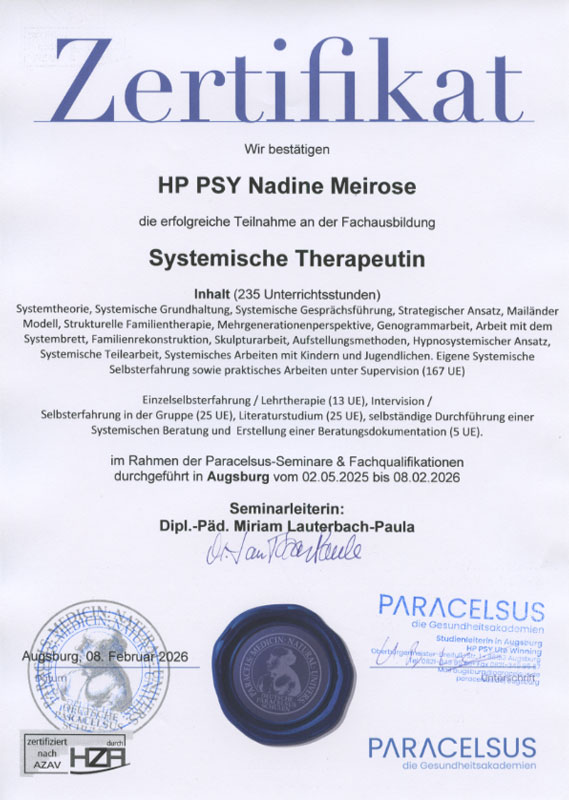 Fachweiterbildung Systemische Therapie