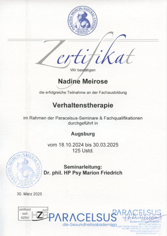 Fachweiterbildung Verhaltenstherapie
